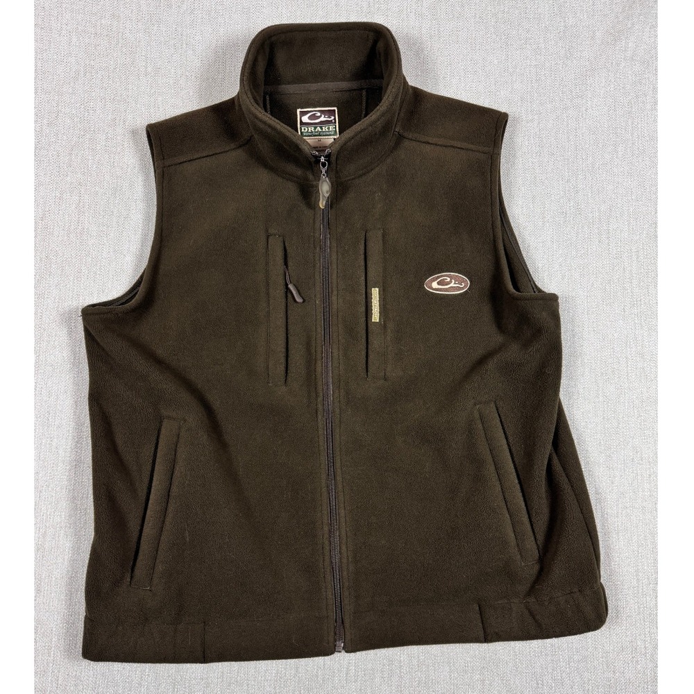 Drake Waterfowl Systems Fleece Vest Olive Green Men's Size Medium Full Zip